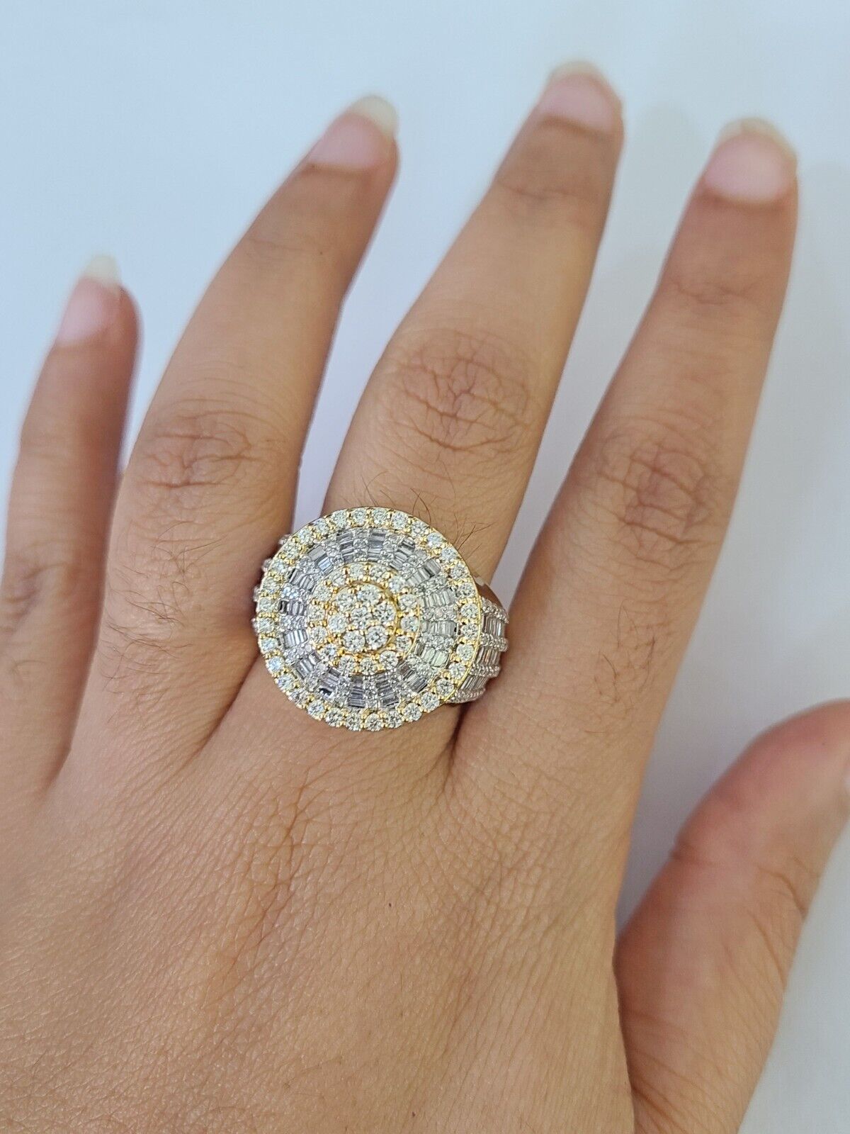 Real 10k Yellow Gold Diamond Mens Ring Band Wedding Casual Genuine Natural - GoldenlinQ